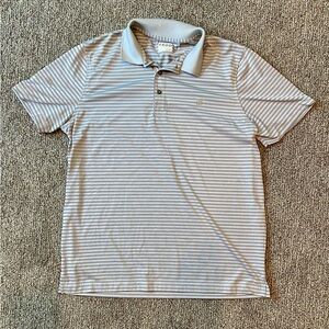 Izod Golf Gray and Black Striped Polo Shirt Lightweight Athletic Design Size L